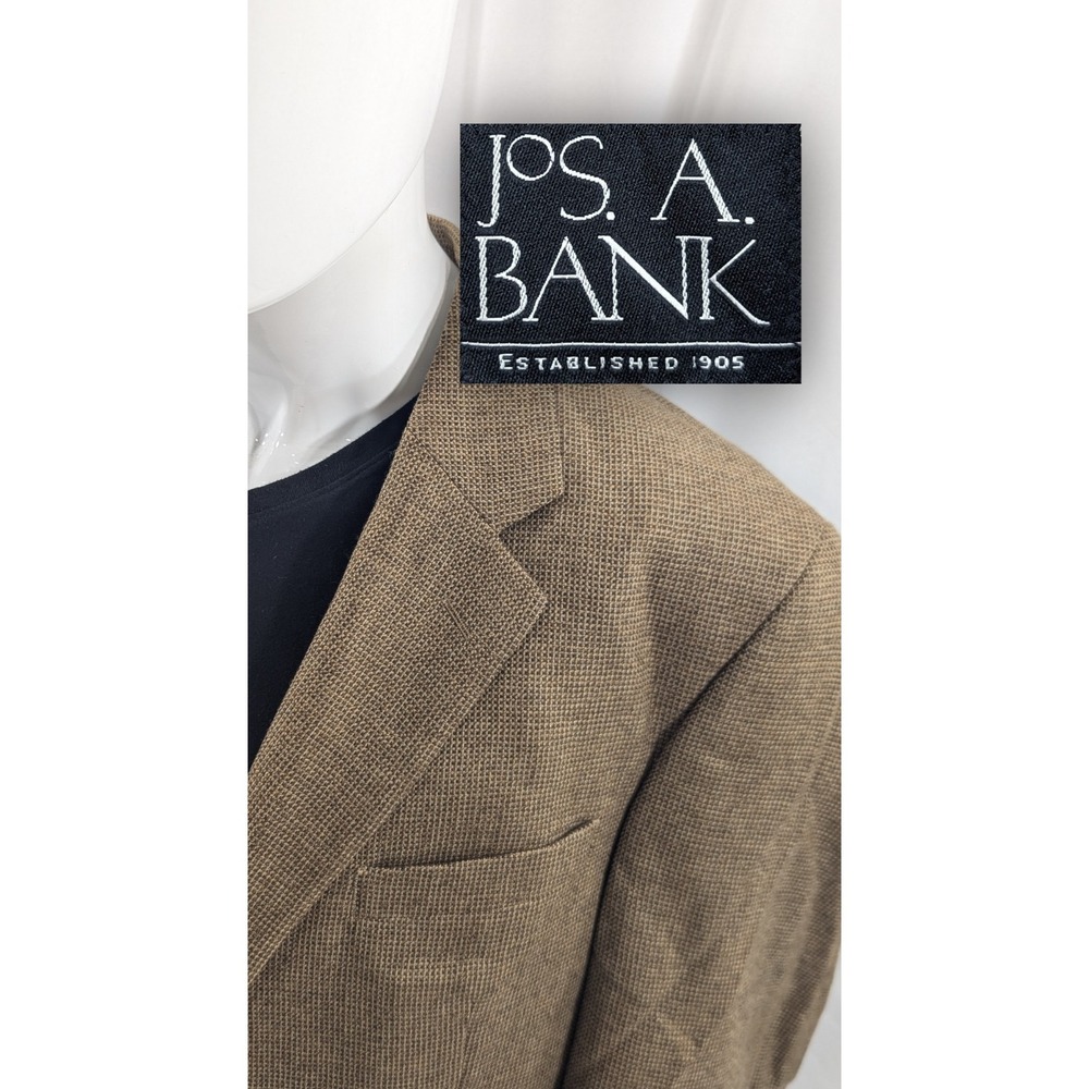 Jos. A. Bank Blazer Coat Suit Jacket 100% Wool Brown0heavy Burlap‎  48R 50"  EUC